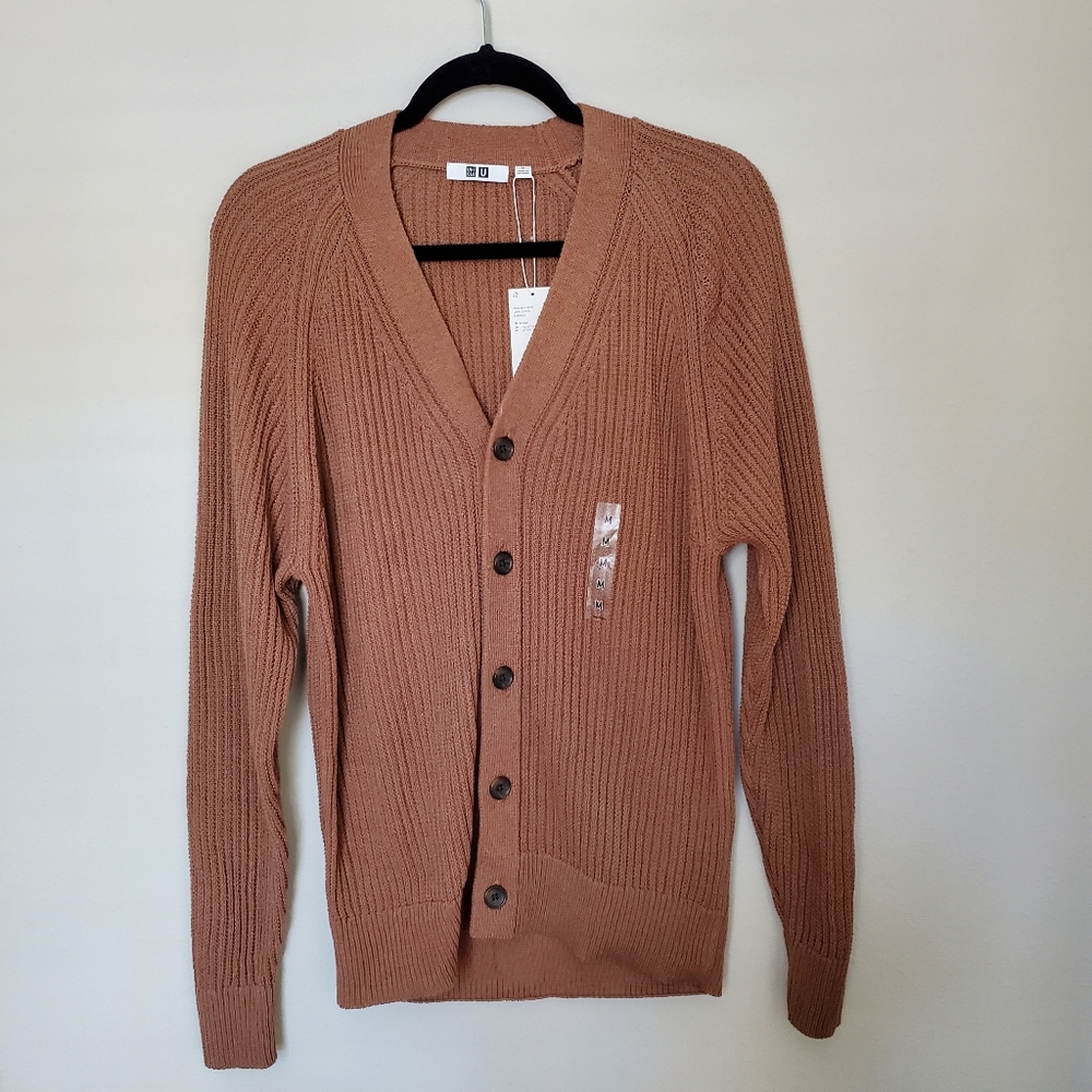 Uniqlo U Camel Ribbed Cardigan Medium NWT